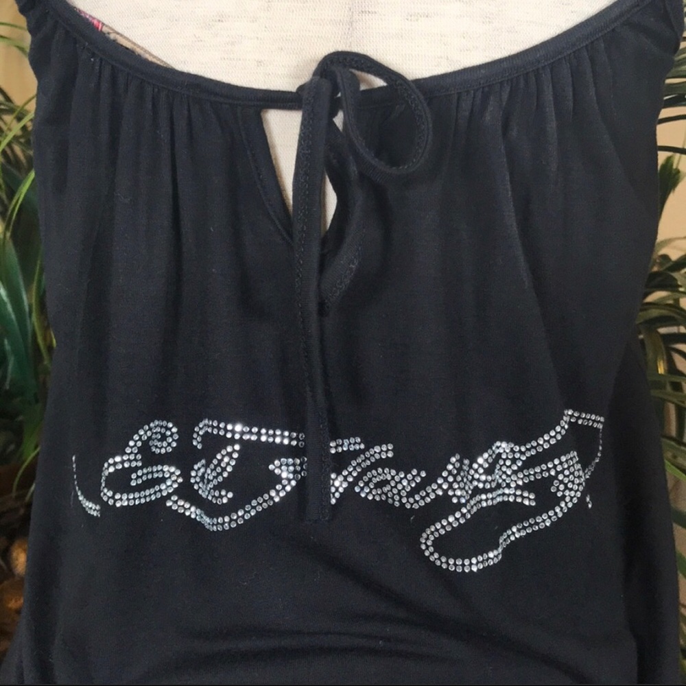 Vintage Ed Hardy Crystal Embellished Blouson Top - Picture 6 of 13